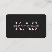 エステティックブラックピンク美しいモノグラムQR 名刺 (正面)