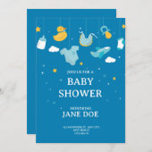 エステティックブルーベビーシャワー招待カード シーズンカード