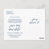 エステティックブルー、日付の変更、パーティー延期 ポストカード (裏面)