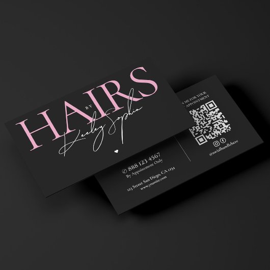 エステティックヘアスタイリストサロン ピンク ブラック 名刺