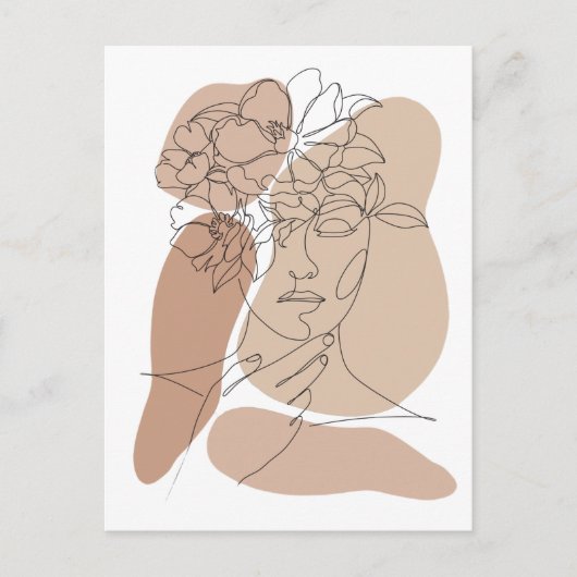 エステティックボホ抽象芸術顔ラインスケッチ ポストカード (正面)