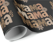 エステティックママタイポグラフィレオパード印刷ギフト ラッピングペーパー (ロールコーナー)