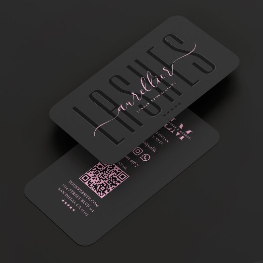 エステティック黒ピンクまつげメイクアップアーティスト美しい 名刺