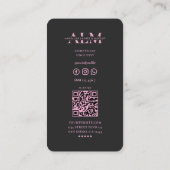 エステティック黒ピンクまつげメイクアップアーティスト美しい 名刺 (裏面)