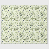 エステティック・ウォーター・カラー・オリーブ葉ブランチ ラッピングペーパー (フラット)