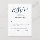 エステティック·ネービー·ブ結婚ルー、ディナーRSVP、対応 エンクロージャーカード (正面)