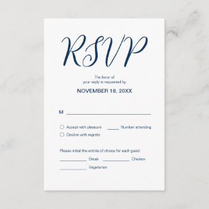 エステティック·ネービー·ブ結婚ルー、ディナーRSVP、対応 エンクロージャーカード