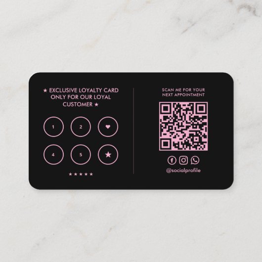 エステティック・ピンク・ラッシュメイクアップアーティストロイヤリティ 名刺 (裏面)