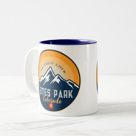 エステパークコロラドマウンテンズレトロサンセットスキー ツートーンマグカップ (正面左)