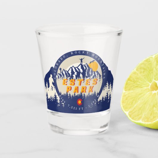 エステパークコロラド州旗マウンテンズハイキング ショットグラス (正面)