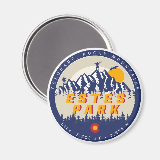エステパークコロラド州旗マウンテンズハイキング マグネット (正面/裏面)