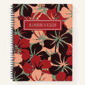エステパーソナライズされたティックレッド&ブラックフローラルパターン ノートブック (正面)