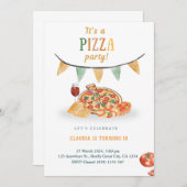 エステモダンティックピザパーティの招待状カード 招待状 (正面/裏面)