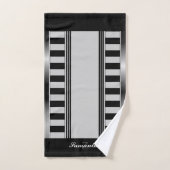 エステモダンティックブラックストライプ幾何学的モノグラム バスタオルセット (ハンドタオル)