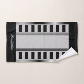 エステモダンティックブラックストライプ幾何学的モノグラム バスタオルセット (ハンドタオル)