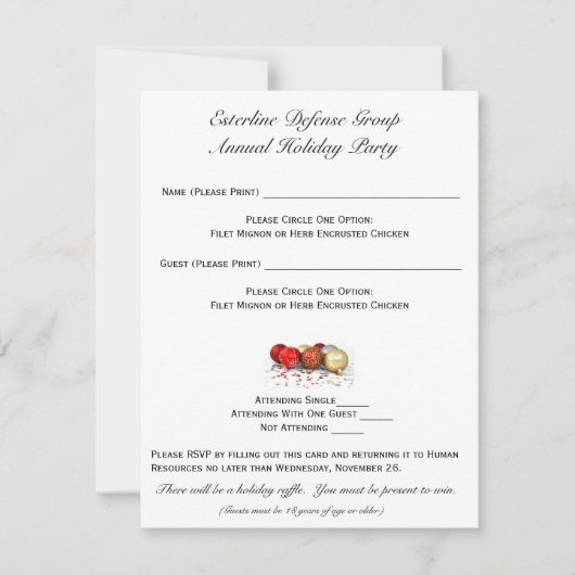 エステリンRSVP 招待状 (正面)