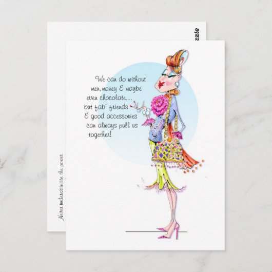 エステルは友人のn'アクセサリーの力を伝える。 ポストカード (正面/裏面)