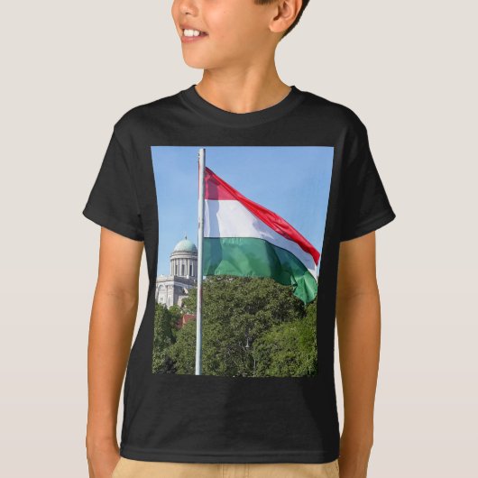 エステルゴム大聖堂とハンガリーの国旗 Tシャツ (正面)