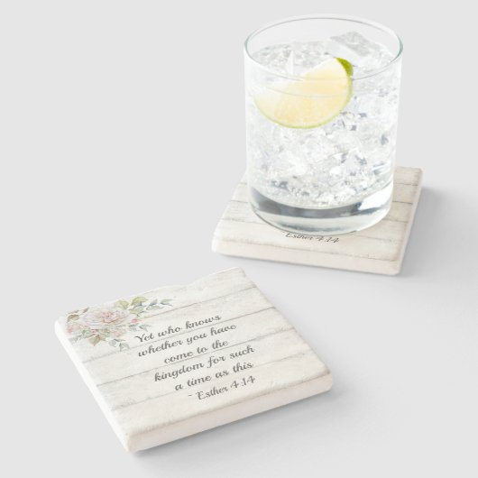 エステル記4:14 ..このような時に王国に来た ストーンコースター (横)