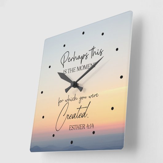 エステル記4:14  この時こそ、あなたが創造された時なのかもしれない 聖書の箇所 スクエア壁時計 (傾斜)