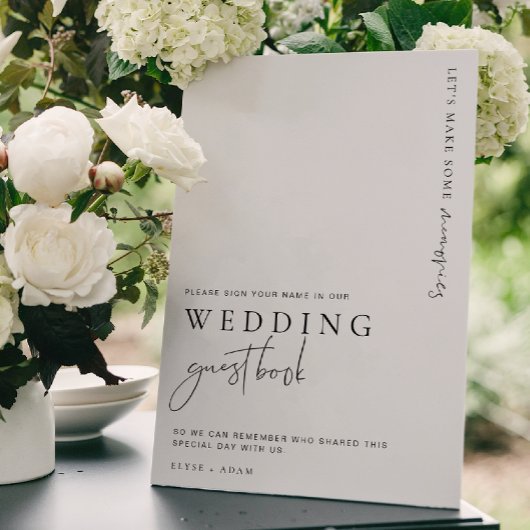 エステレモダンミニマルの結婚ゲストブックサイン ポスター