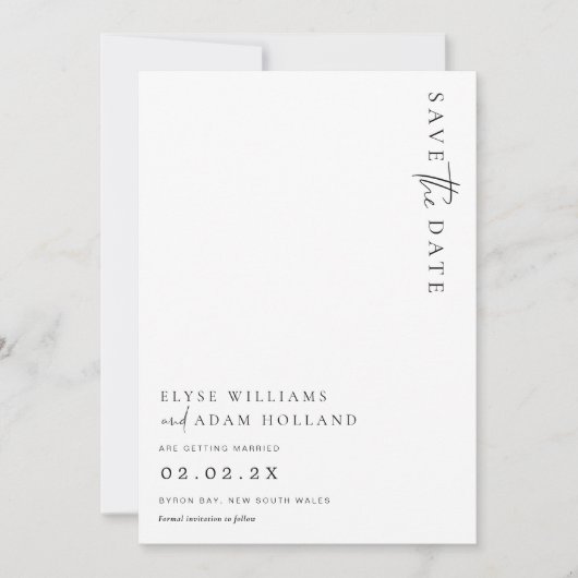 エステレモダンミニマル結婚式の日付を保存 招待状 (正面)