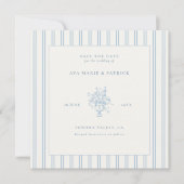 エステートシックストライプブルーフローラ花瓶写真結婚ズ セーブザデート (正面)