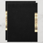 エステートプランニングブラック金ゴールドレザープリントディバイダー (正面/裏面)