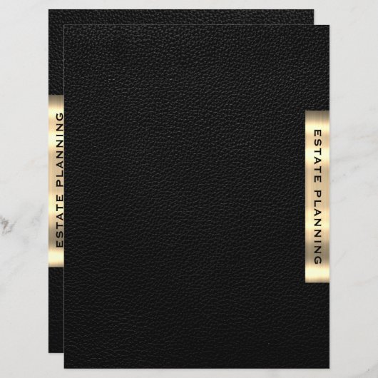エステートプランニングブラック金ゴールドレザープリントディバイダー (正面/裏面)