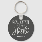 エステート実在は私のハッスルパーソナライズされたエージェントのグレー キーホルダー (正面)