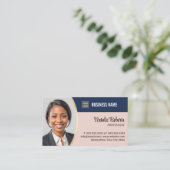 エステート実在エージェントの不動産仲介業者ブルー&ピンクカスタム写真 名刺 (スタンド正面)