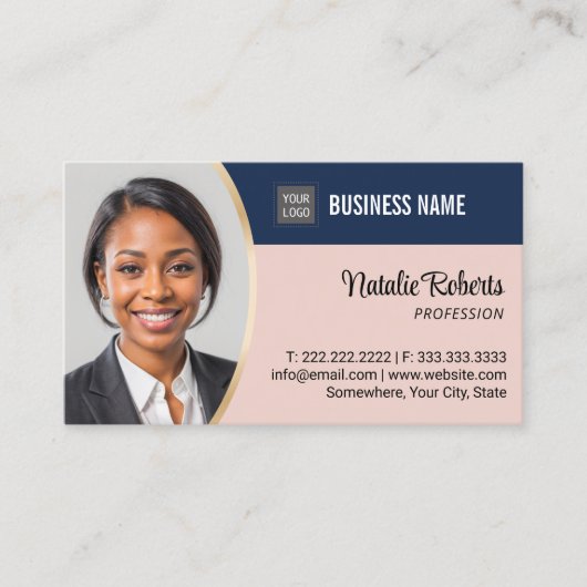 エステート実在エージェントの不動産仲介業者ブルー&ピンクカスタム写真 名刺 (正面)