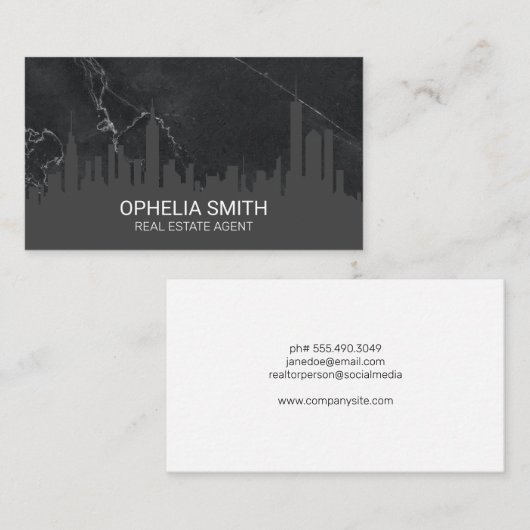 エステート実在エージェントシティスケープ大理石 名刺 (正面/裏面)