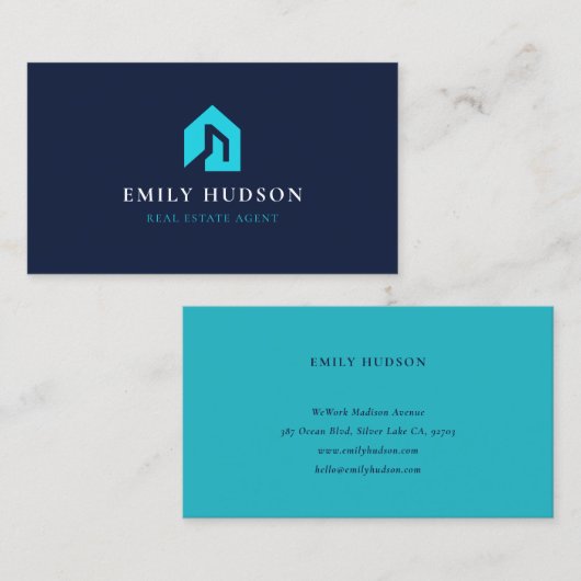 エステート実在エージェントネイビーブルー 名刺 (正面/裏面)
