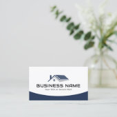 エステート実在エージェントハウスルーフロゴモダンネイビーブルー 名刺 (スタンド正面)