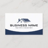 エステート実在エージェントハウスルーフロゴモダンネイビーブルー 名刺 (正面)