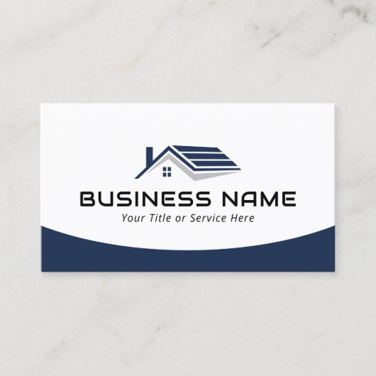 エステート実在エージェントハウスルーフロゴモダンネイビーブルー 名刺 (正面)