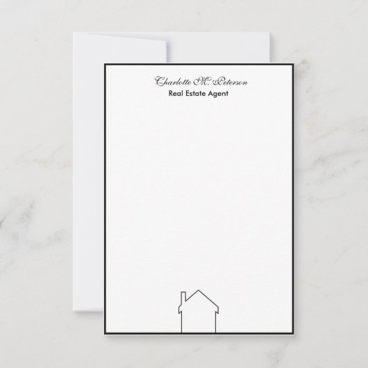 エステート実在エージェントブラックアンドホワイトハウス ノートカード (正面)