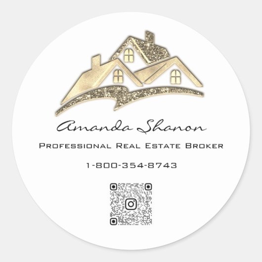 エステート実在エージェントブローカーゴールデンハウスQRコードロゴ ラウンドシール (正面)