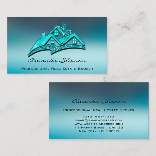 エステート実在エージェントブローカーハウスグリッター3Dハウス 名刺 (正面/裏面)