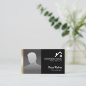 エステート実在エージェントプロフェッショナルブラック&金ゴールド写真 名刺 (スタンド正面)