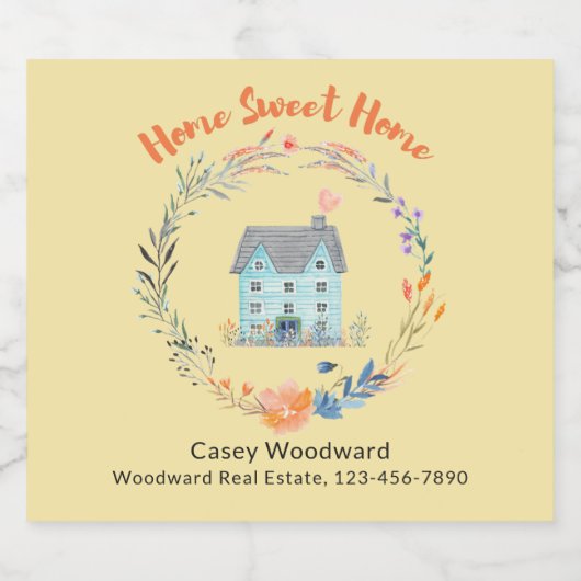 エステート実在エージェントホームスウィートホーム引っ越し祝いパーティー スパークリングワインラベル (シングルラベル)