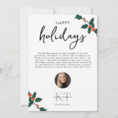 エステート実在エージェント不動産仲介業者クリスマスハッピーホリデーズ サンキューカード (正面)