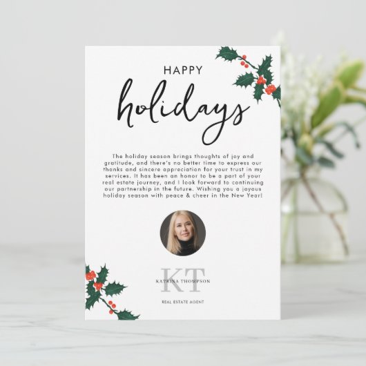 エステート実在エージェント不動産仲介業者クリスマスハッピーホリデーズ サンキューカード (スタンド正面)