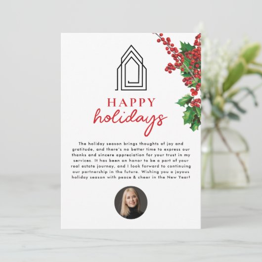 エステート実在エージェント不動産仲介業者クリスマスハッピーホリデーズ シーズンカード (スタンド正面)