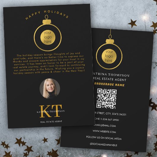 エステート実在エージェント不動産仲介業者ロゴのクリスマスホリデー サンキューカード