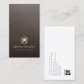 エステート実在エージェント金ゴールドハウスアイコンブラシメタル 名刺 (正面/裏面)