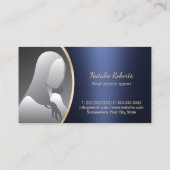 エステート実在エージェント金ゴールドハウスロゴネイビーブルーフォト 名刺 (裏面)