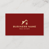 エステート実在エージェント金ゴールドハウス不動産仲介業者レッドフォト 名刺 (正面)