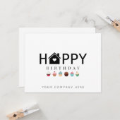 エステート実在カップケーキハッピーバースデー カード (正面/裏面インサイチュ)